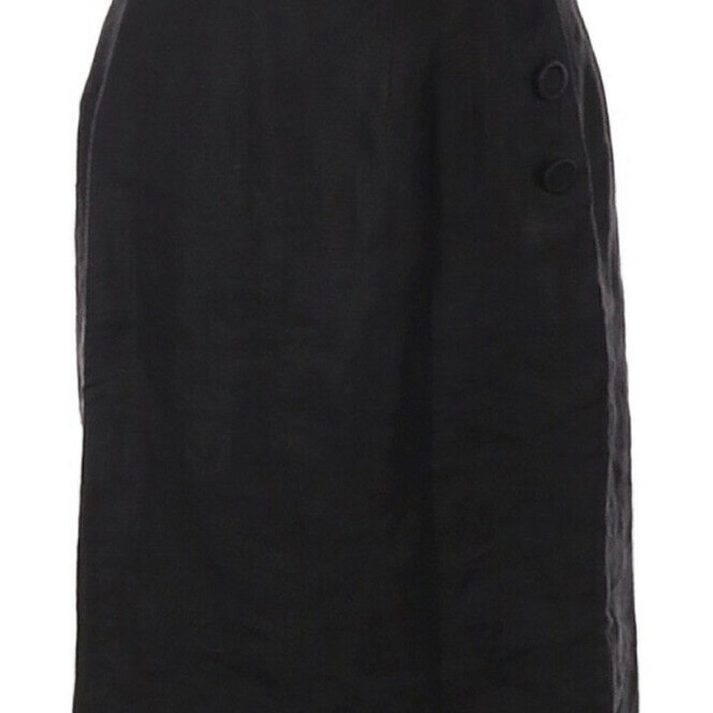 Ann Taylor‎ Sz 8 Black Linen Skirt With Side Button